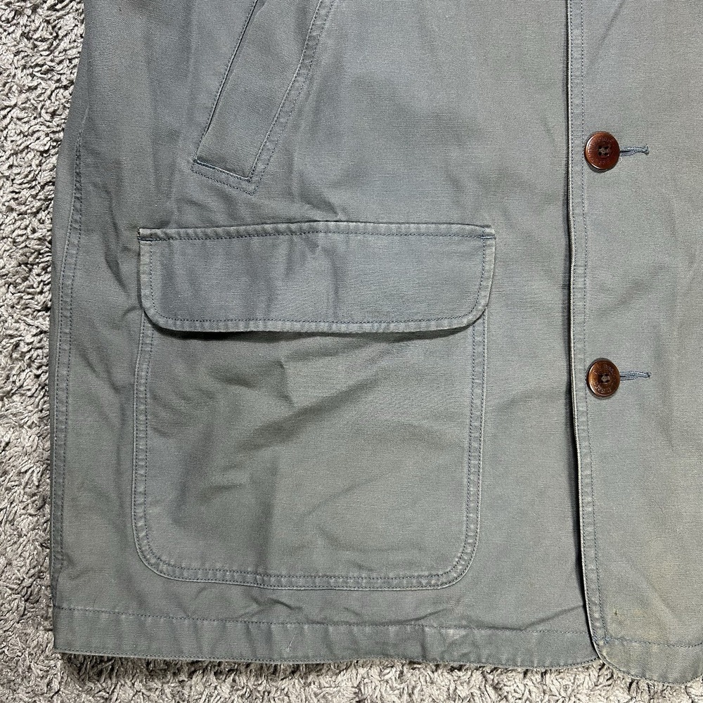 LL Bean Jacket Mens XL Green Canvas Barn Chore Coat Corduroy Cuffs Lined Faded - Picture 9 of 13
